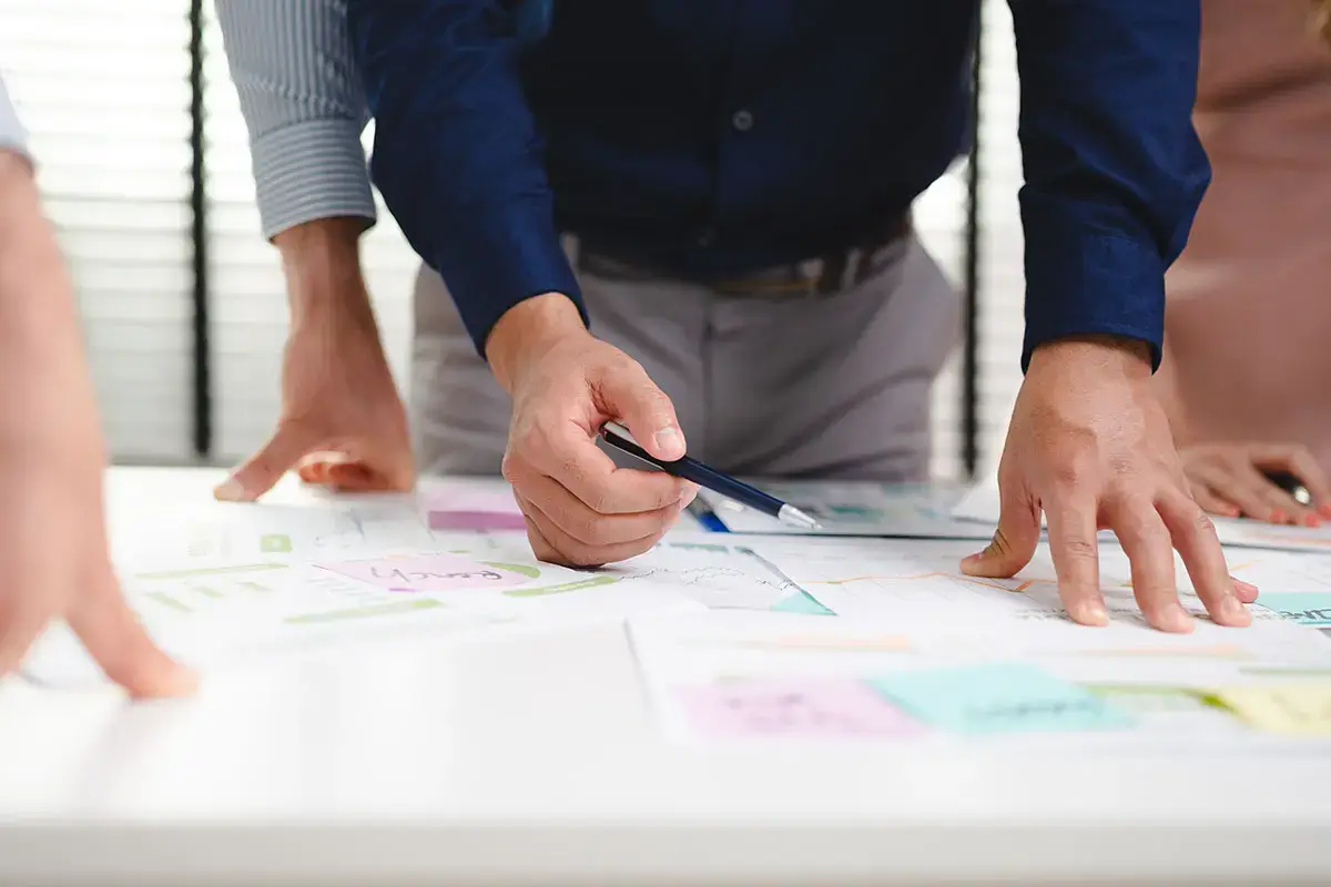 professional business entrepreneur team meeting and brainstorming to startup a corporate project strategy in office, co-worker discussion group of businessman colleague person manager teamwork